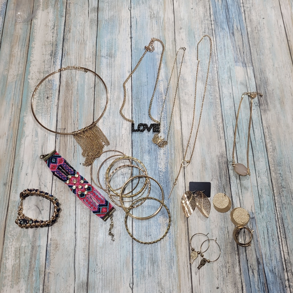 Gold Costume Jewelry Bundle.